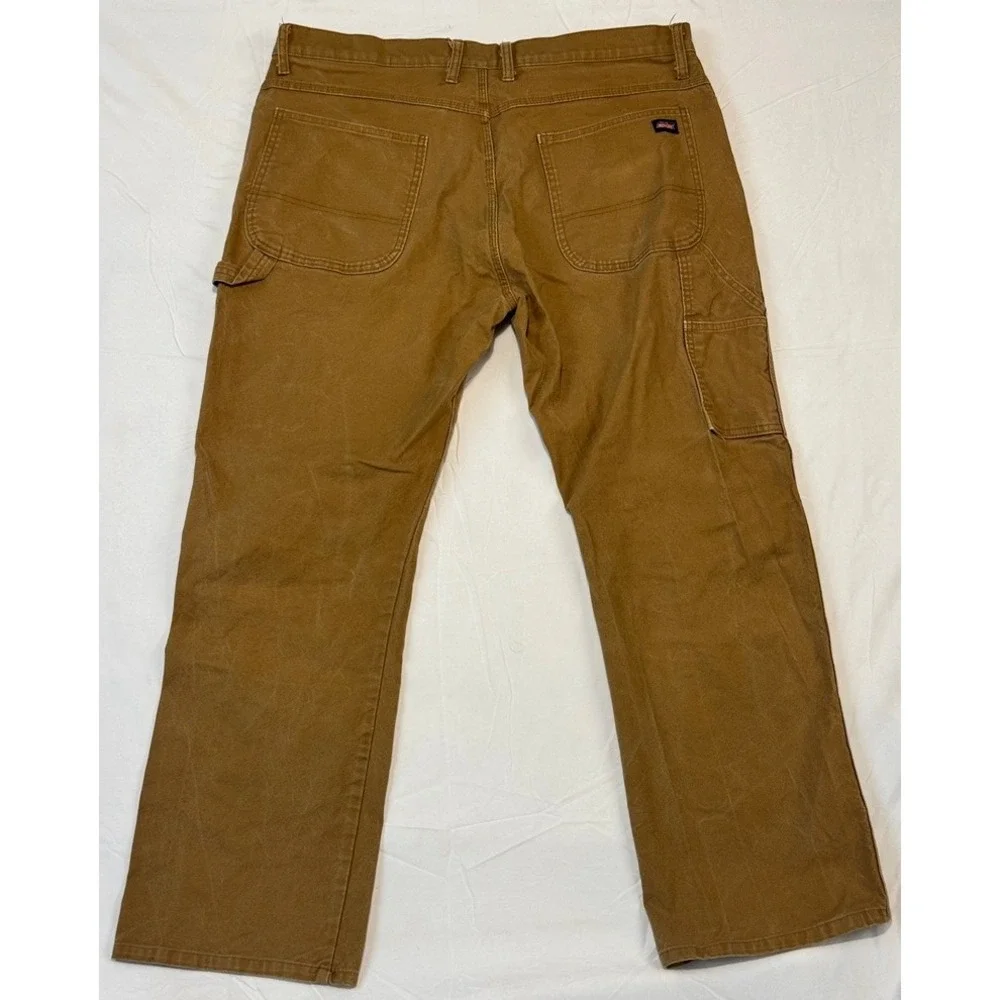 Dickies Mens Brown Duck Canvas Carpenter Pants Workwear Utility 38x29